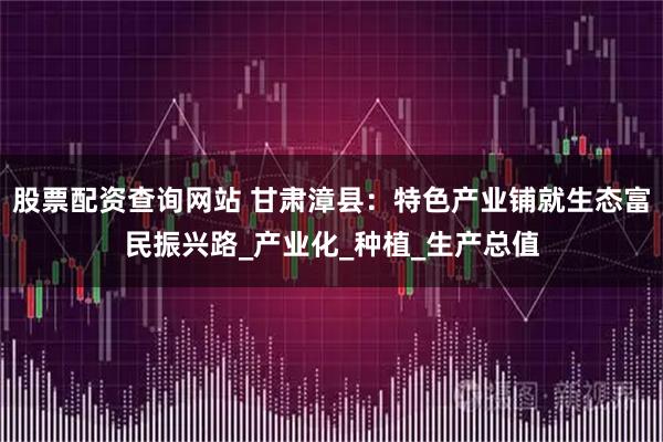 股票配资查询网站 甘肃漳县：特色产业铺就生态富民振兴路_产业化_种植_生产总值